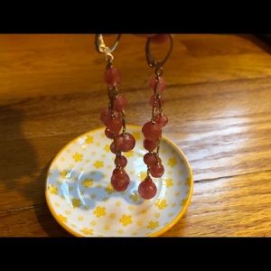orange dangle ball earrings